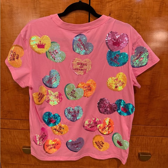 💖Queen Of Sparkles Sequin Candy Heart Tee XS 💖 - Picture 3 of 11